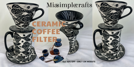 Enhance Your Coffee Ritual with the Hand-Carved Fish Pattern Ceramic Coffee Filter | MIASIMPLECRAFT