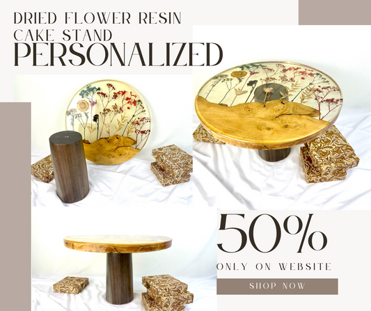 Personalized Crafts: Custom Dried Flower Resin Cake Stand for Weddings and Special Occasions