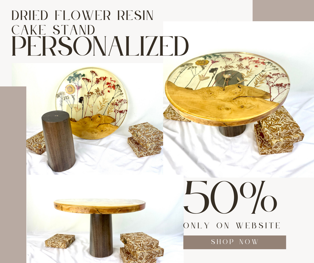 Personalized Crafts: Custom Dried Flower Resin Cake Stand for Weddings and Special Occasions