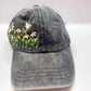 Hand Embroidered Hat, Baseball Cap, Custom Embroidery Hat, White Daisies Floral Embroidery Hat, Embroider Woman Cap, Personalize gifts.