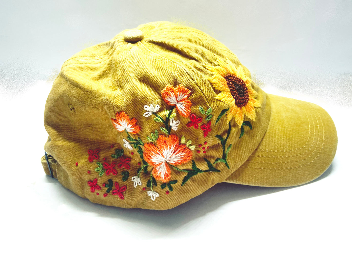 Hand Embroidered Hat, Baseball Cap, Custom Embroidery Hat, Sunflower Embroidery Hat, Embroidery Woman Cap, Personalize gifts.