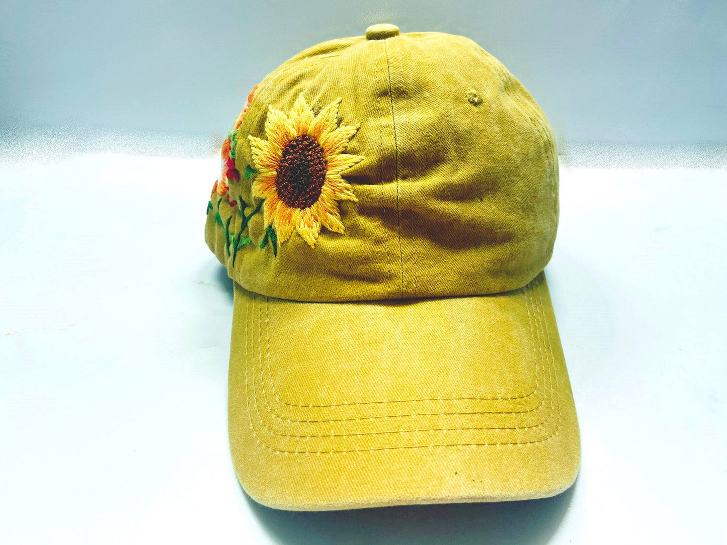 Hand Embroidered Hat, Baseball Cap, Custom Embroidery Hat, Sunflower Embroidery Hat, Embroidery Woman Cap, Personalize gifts.