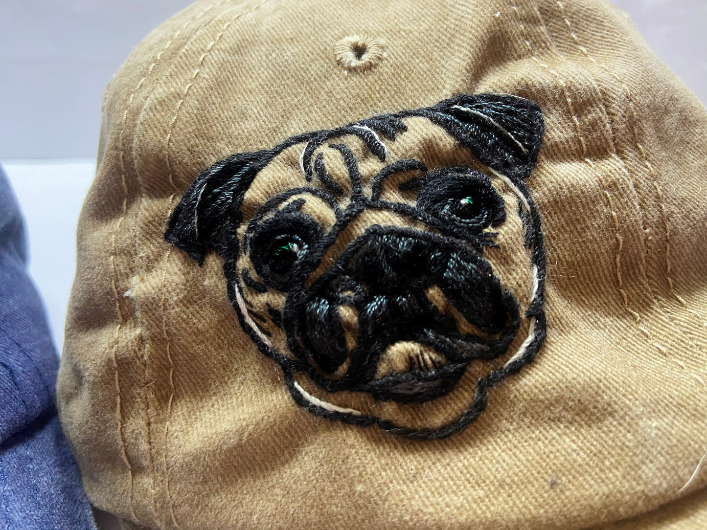 Pug Embroidered Hat, Custom Baseball Cap, Custom by your Pet photo Hand embroidery Hat, Pet Embroidery Hat, Personalize gift