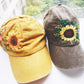 Sunflower Embroidered Cap, Custom Hand Embroidery Cap, Floral Embroidery Hat, Embroider Woman Cap, Personalize gifts.