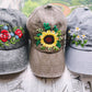 Sunflower Embroidered Cap, Custom Hand Embroidery Cap, Floral Embroidery Hat, Embroider Woman Cap, Personalize gifts.