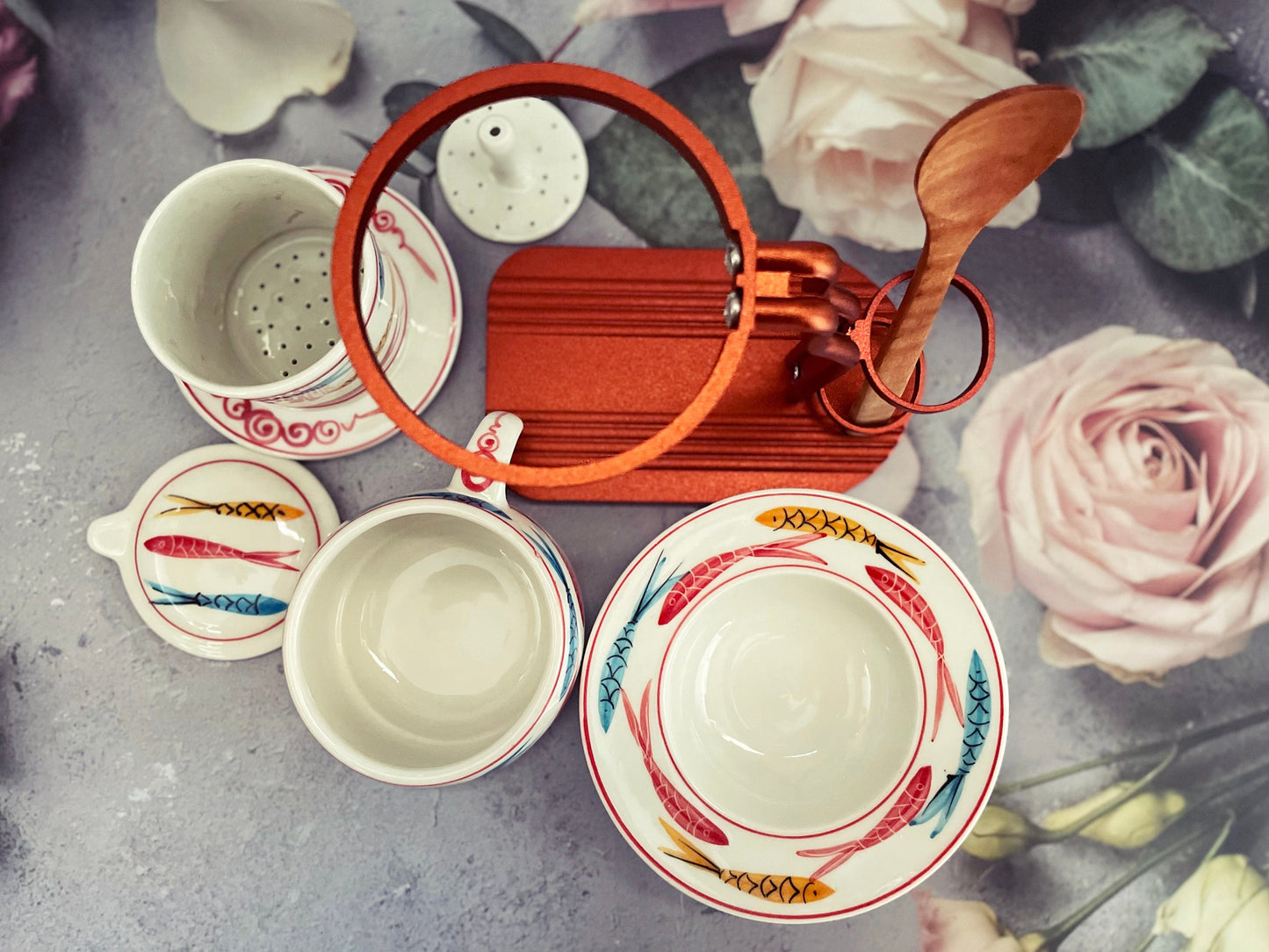 Full Set Ceramic Coffee Filter | Ceramic Coffee Dripper Pour Over Set | Hand Drawing Ceramic Coffee Set with Mug Wooden Spoon & Frame