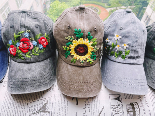 Floral Embroidery Cap, Custom Embroidery Cap, Floral Embroidery Hat, Embroider Woman Cap, Personalize gifts.