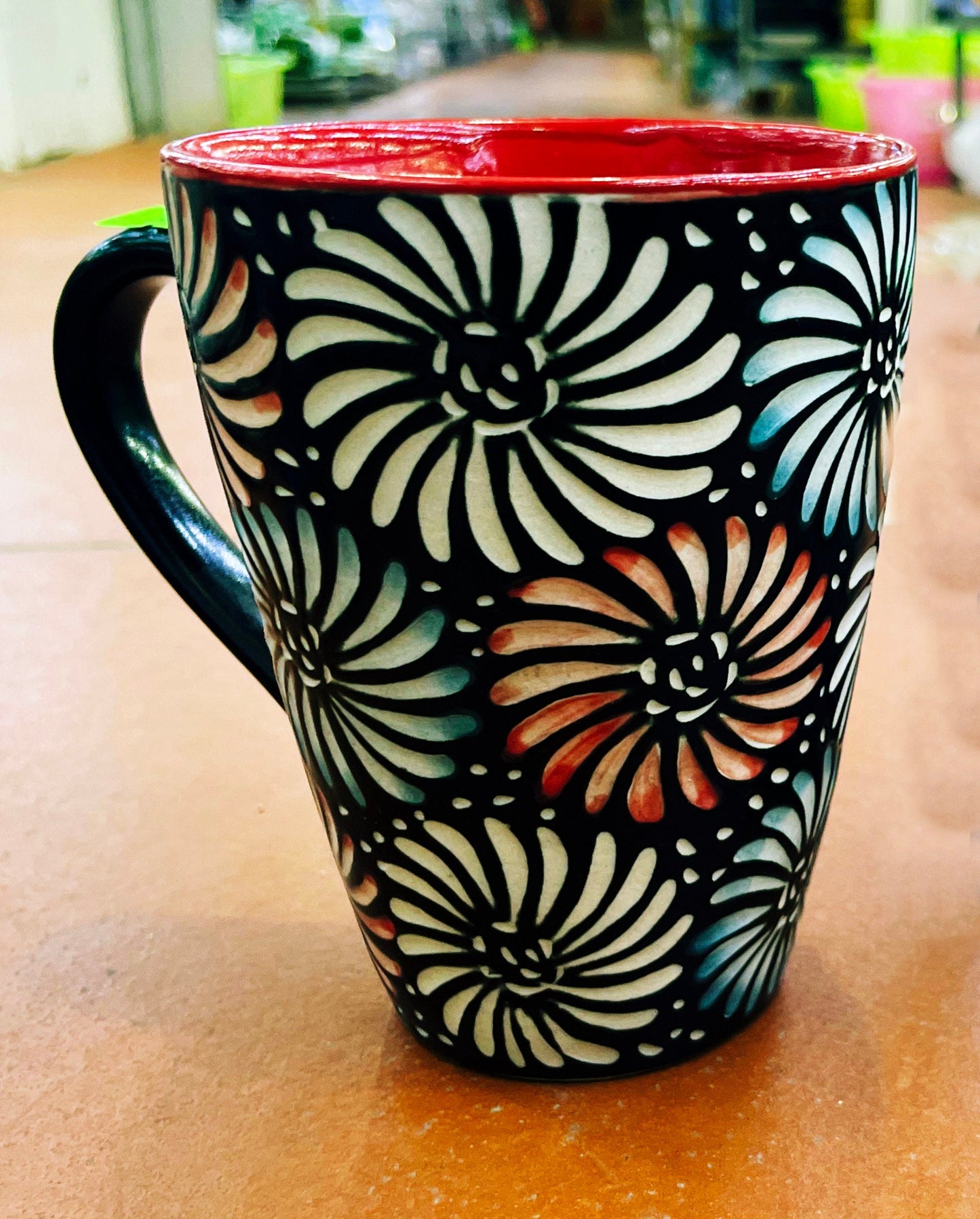 Hand Carved Ceramic Mug | Floral Carved Ceramic Mug Handmade | Serving Tableware Kitchenware Home Décor | Tea Mug Handmade