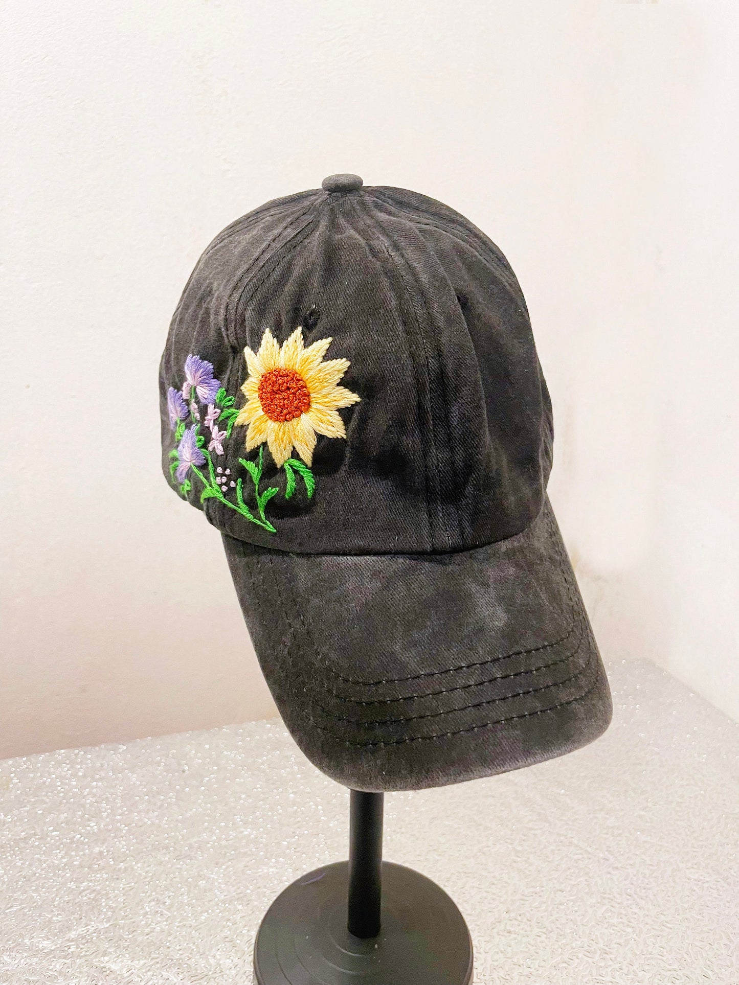 Floral Embroidered Cap, Baseball Cap, Custom Embroidery Hat, Sunflower Embroidery Hat, Embroider Woman Cap, Personalize gifts, Gifts for Her