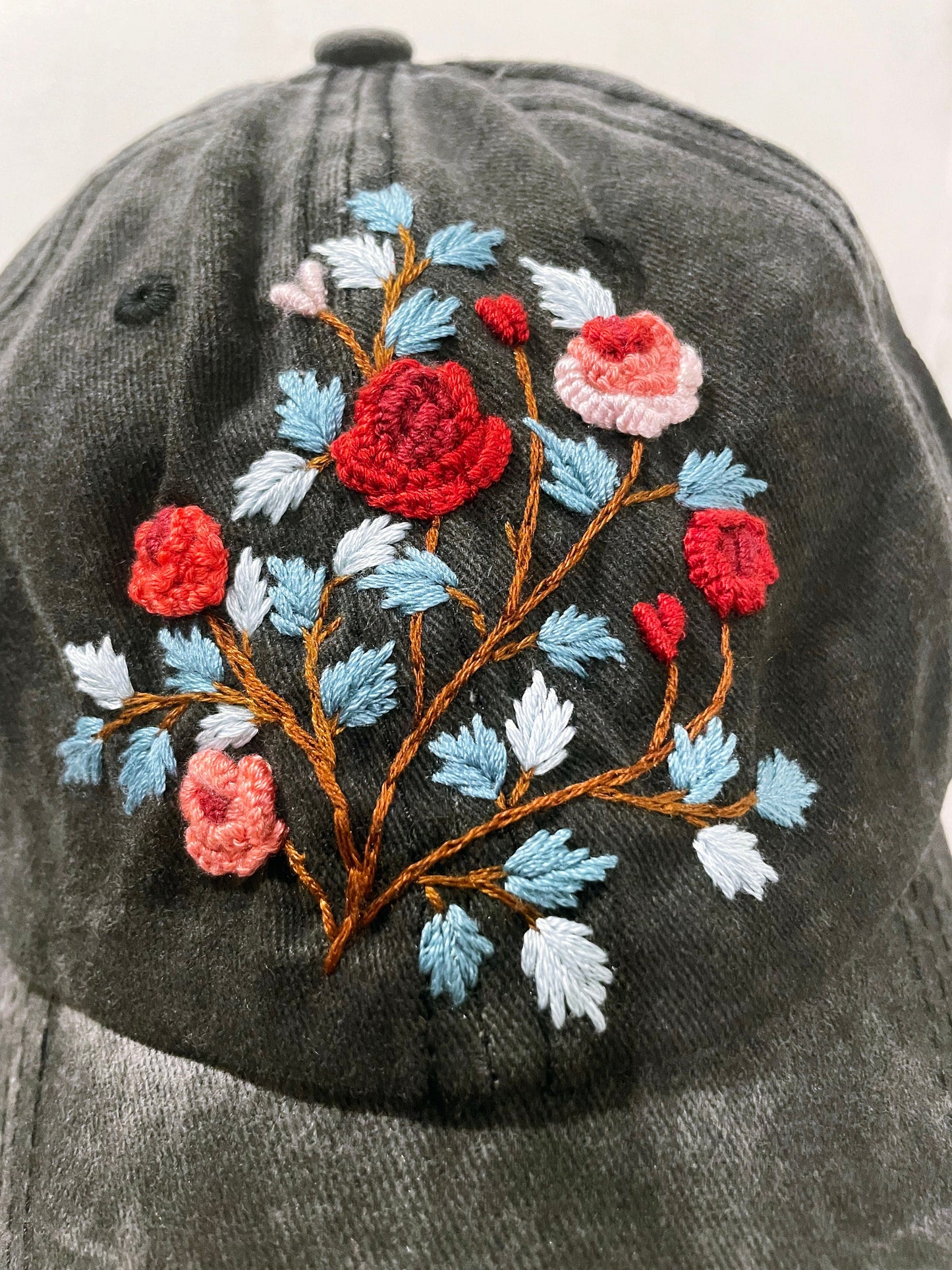 Rose Embroidered Cap, Custom Embroidery Cap, Floral Embroidery Cap, Embroider Woman Cap, Personalized gifts, Gift for her, Christmas Gifts