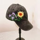 Floral Embroidered Black Cap, Baseball Cap, Custom Embroidery Hat, Embroider Woman Cap, Personalize gifts, Gifts for Her