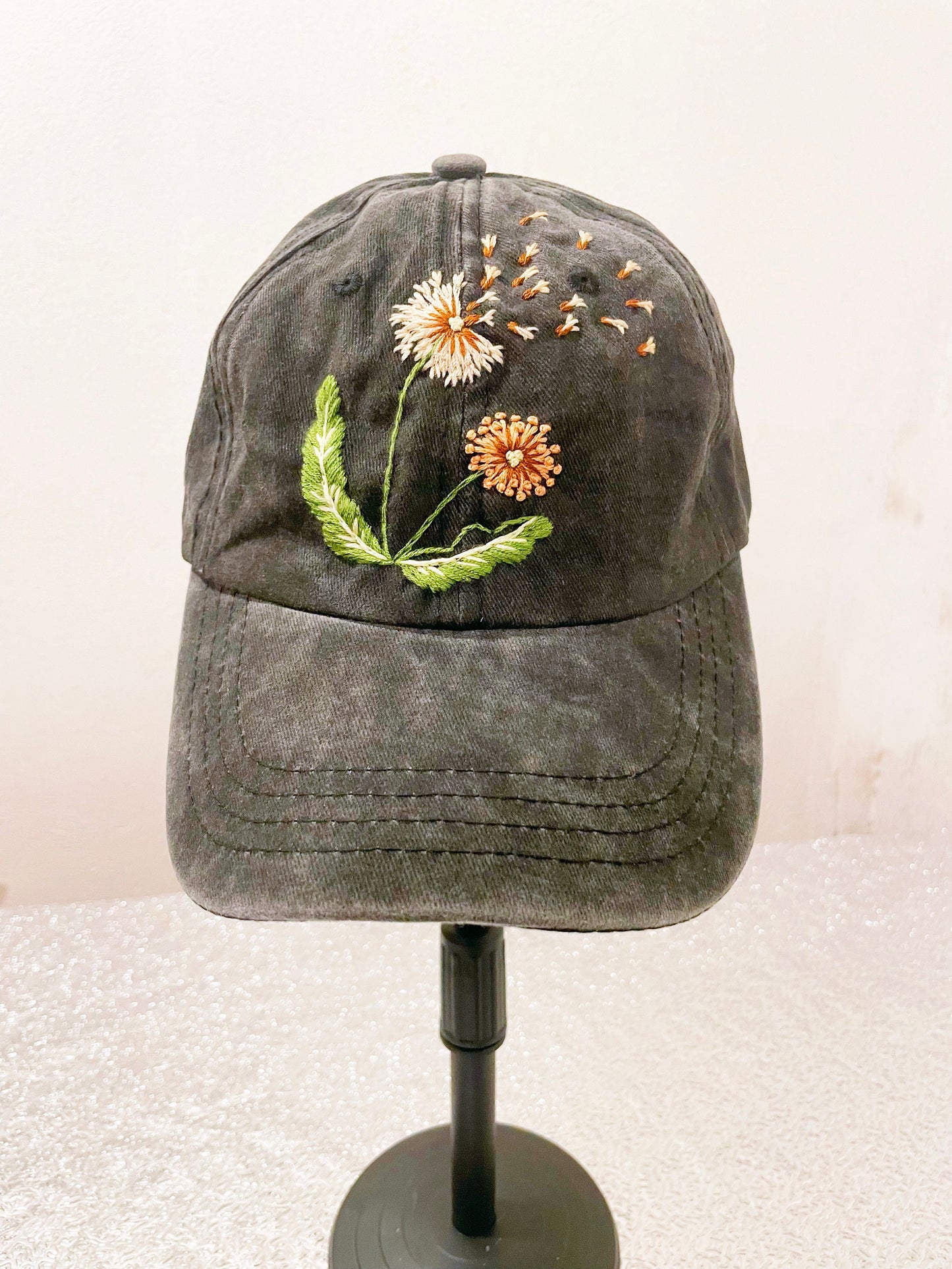 Floral Embroidered Black Cap, Baseball Cap, Custom Embroidery Hat, Embroider Woman Cap, Personalize gifts, Gifts for Her