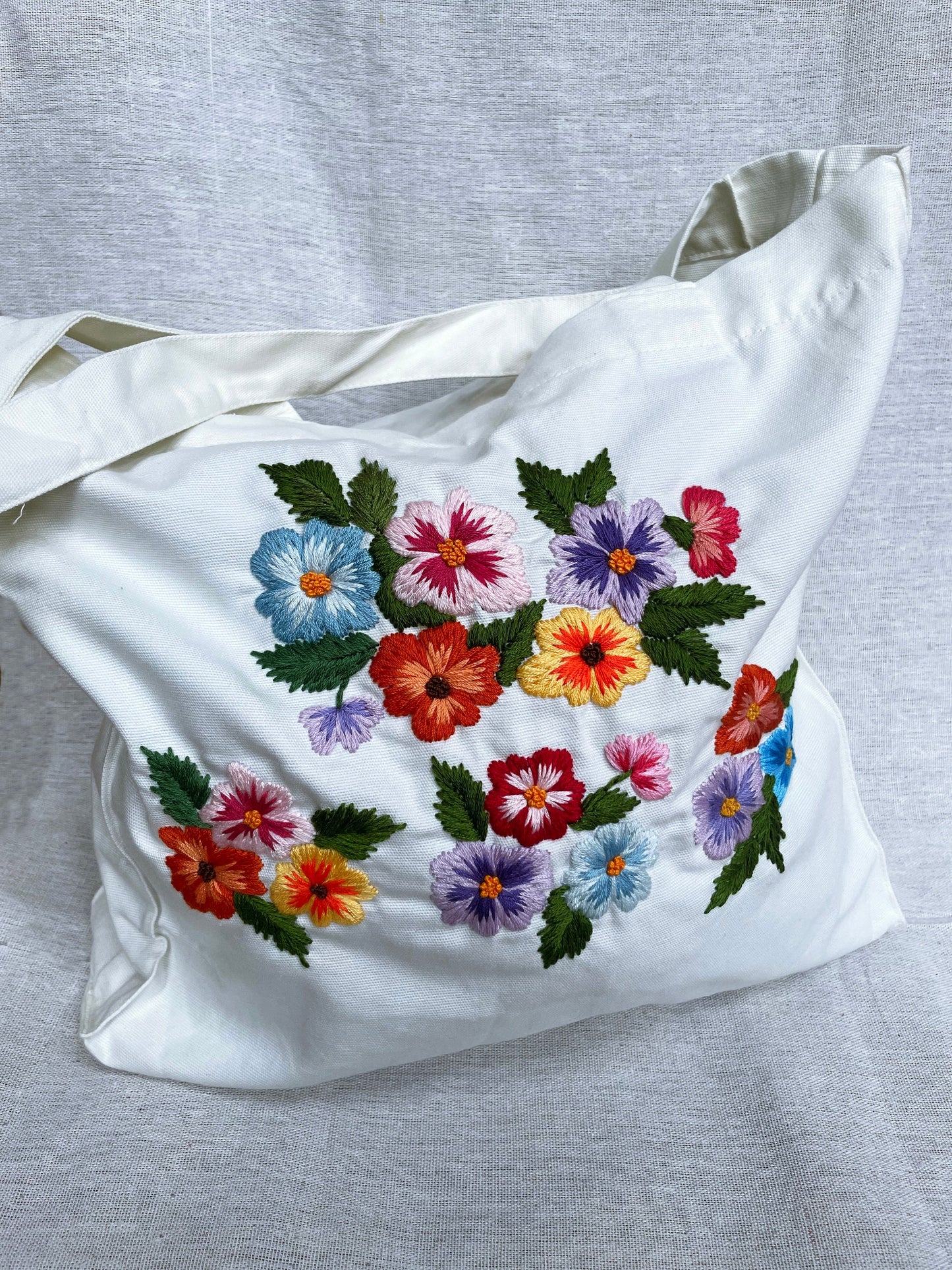 Embroidered Tote Bag, Floral Tote Bag, Laptop Tote Bag, Students Bag.