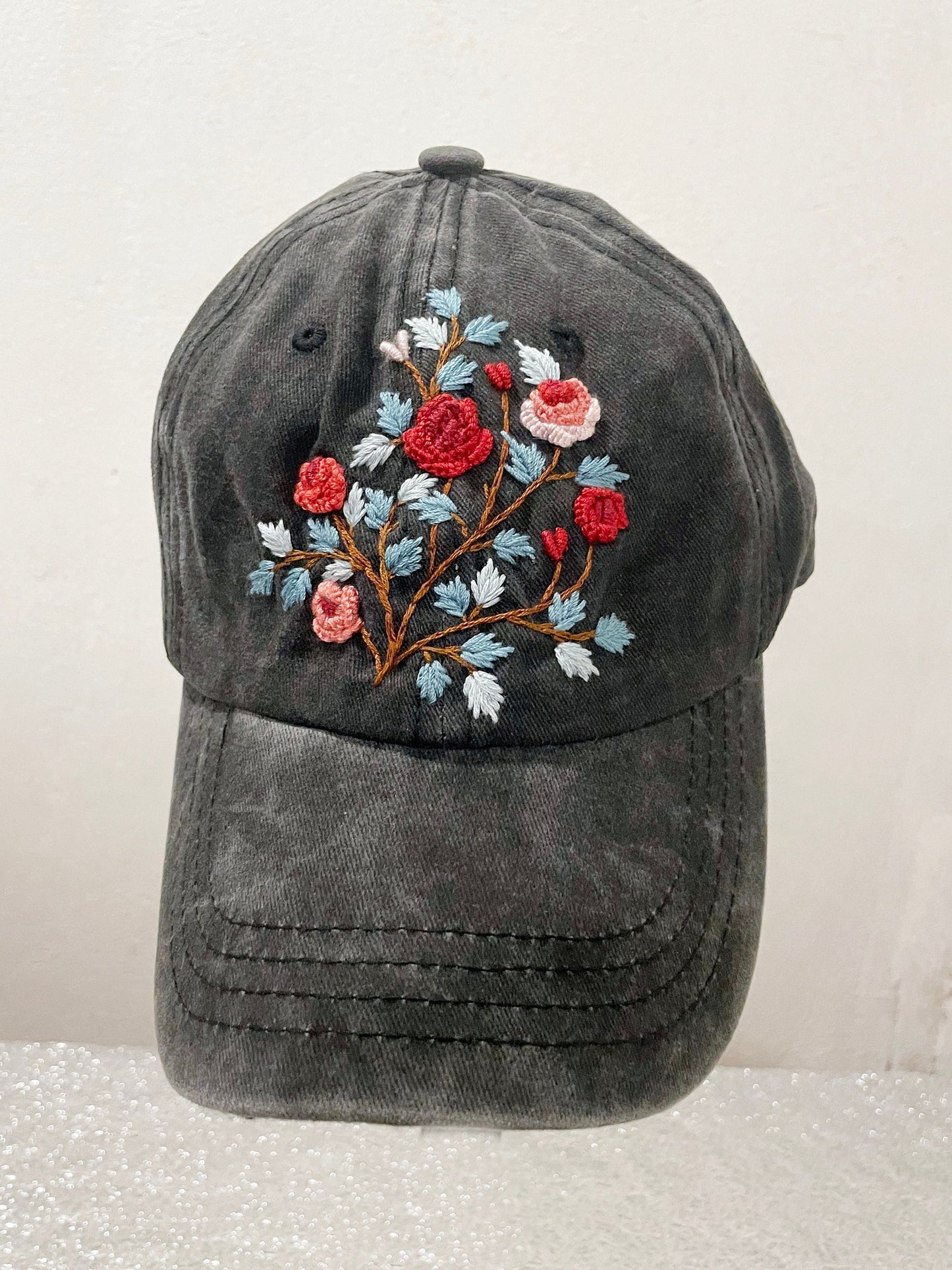 Rose Embroidered Cap, Custom Embroidery Cap, Floral Embroidery Cap, Embroider Woman Cap, Personalized gifts, Gift for her, Christmas Gifts