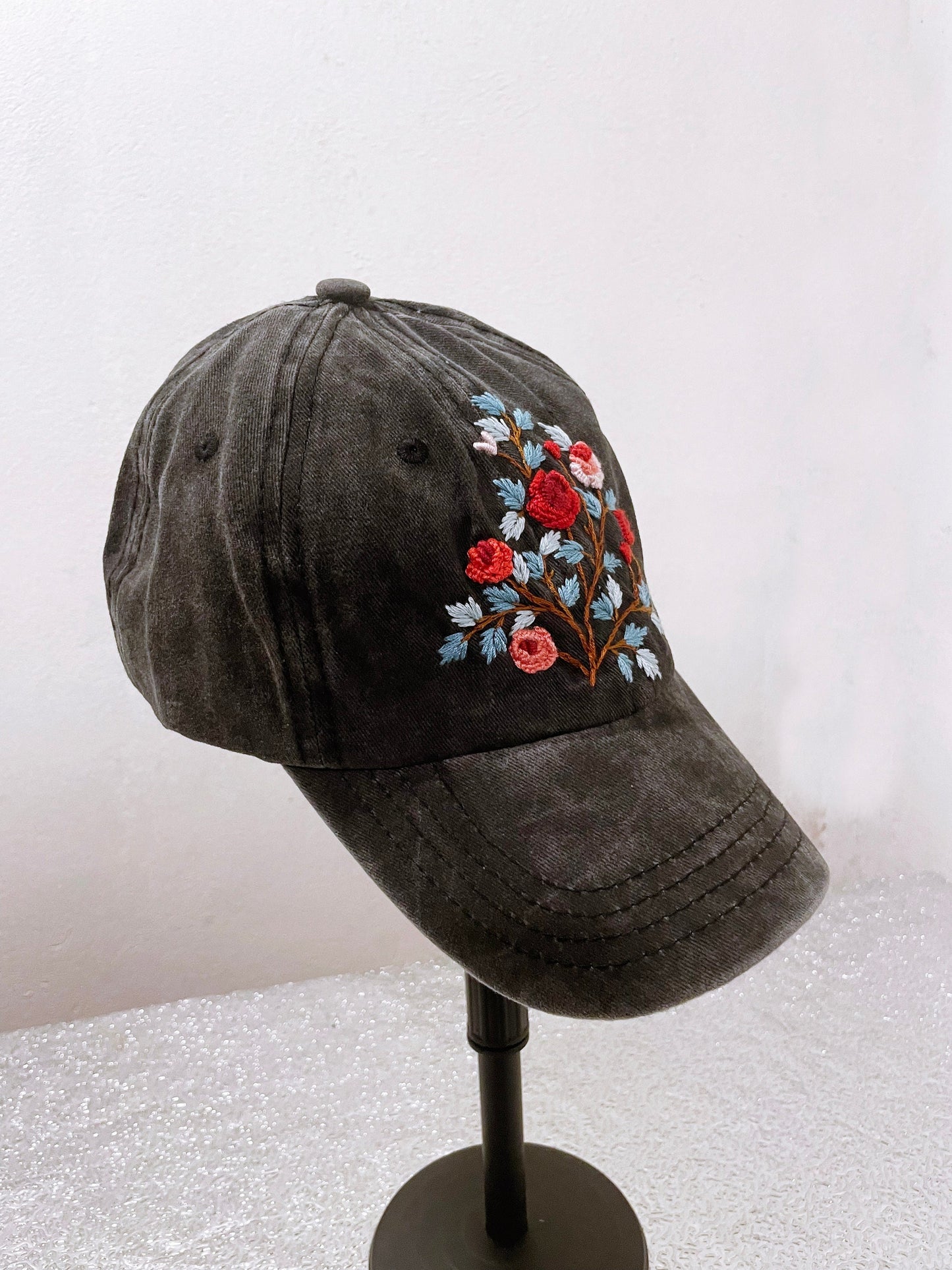 Rose Embroidered Cap, Custom Embroidery Cap, Floral Embroidery Cap, Embroider Woman Cap, Personalized gifts, Gift for her, Christmas Gifts