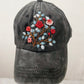 Floral Embroidered Black Cap, Baseball Cap, Custom Embroidery Hat, Embroider Woman Cap, Personalize gifts, Gifts for Her