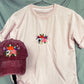 Personalized Embroidered Cap and T-Shirts | Embroidered Woman Cap | Floral Embroidered Cap | Floral T-Shirt | Embroidered T-Shirt