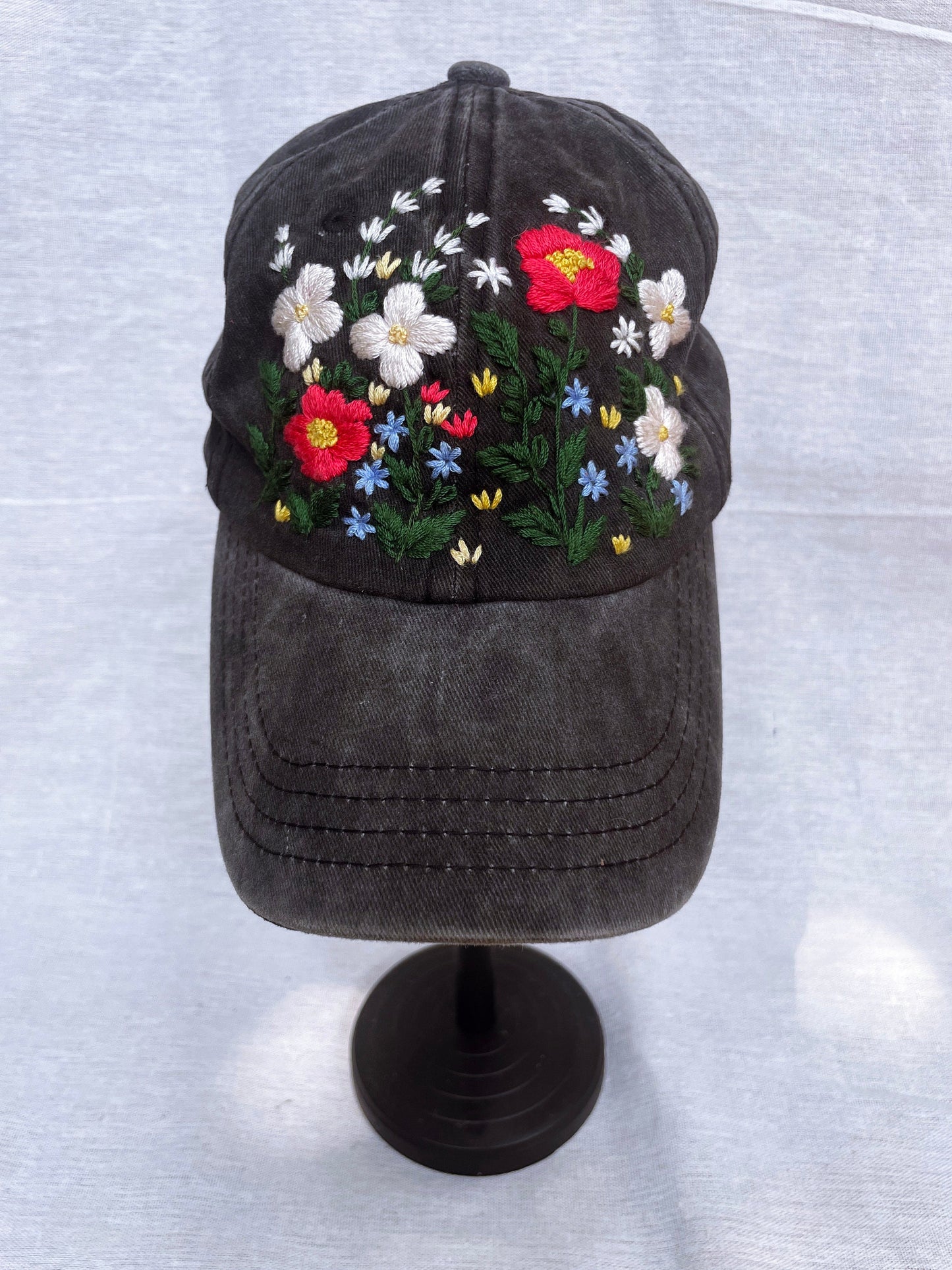 Floral Embroidered Cap, Custom Embroidery Hat, Hand Dandelion Embroidery Hat, Personalize gifts, Gifts for Her