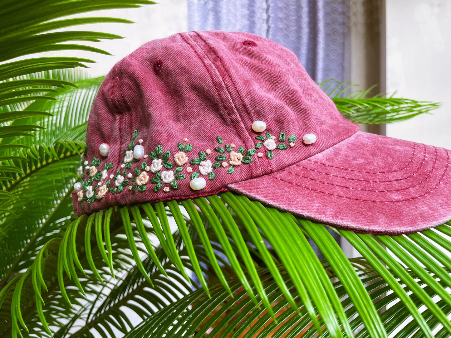 Colored Floral Embroidered Cap, Custom Embroidery Hat, Embroidery Hat, Embroidered Woman Cap, Unique Cap