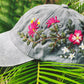 Colored Floral Embroidered Cap, Custom Embroidery Hat, Unique Cap, Baseball Cap, Hand Embroidered Hat