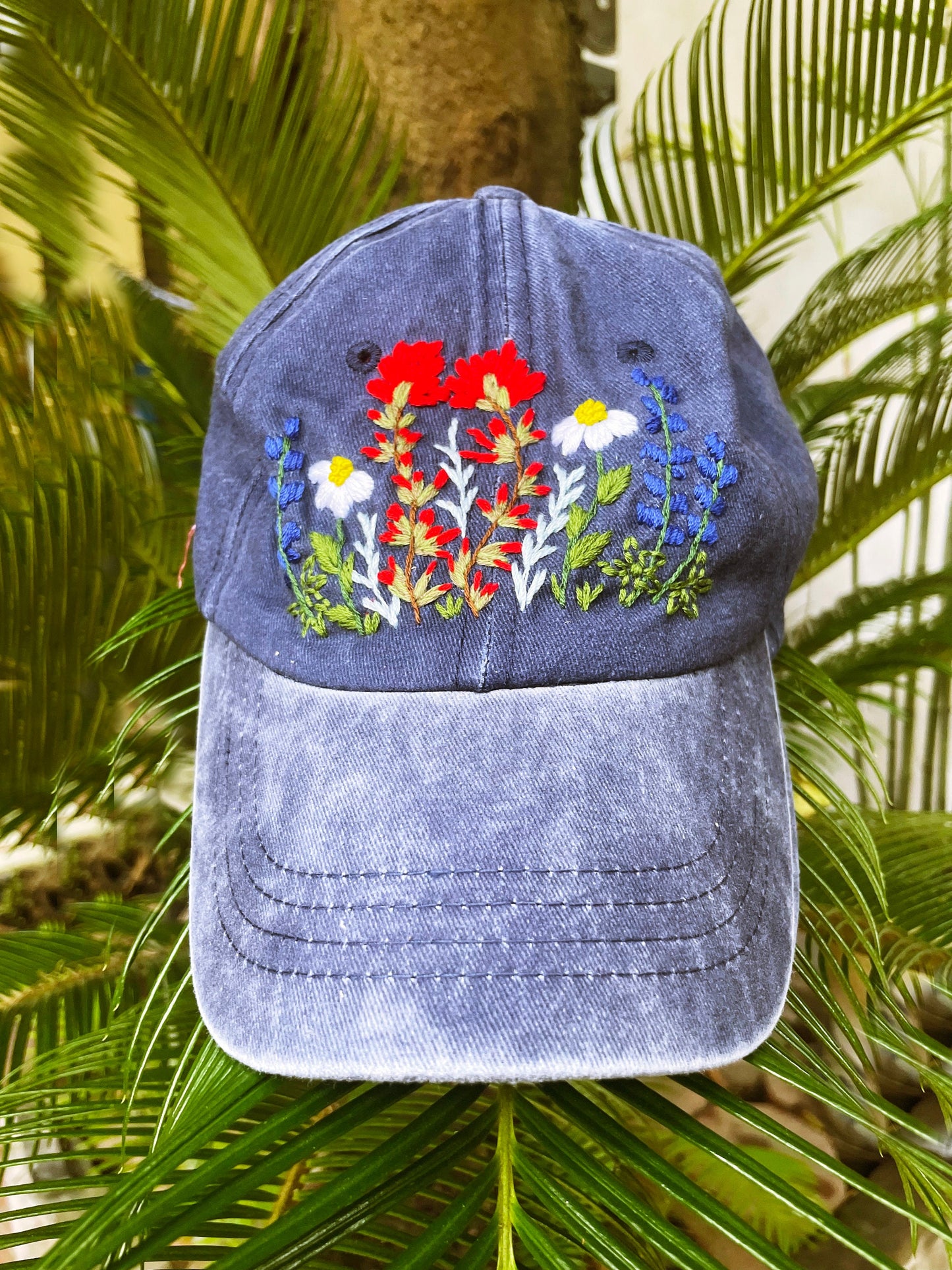 Texas wild flowers cap,Floral Embroidered Cap, Custom Embroidery Hat,Embroidery Woman Cap, Personalize gifts, Gifts for Her, Gift for Mom.