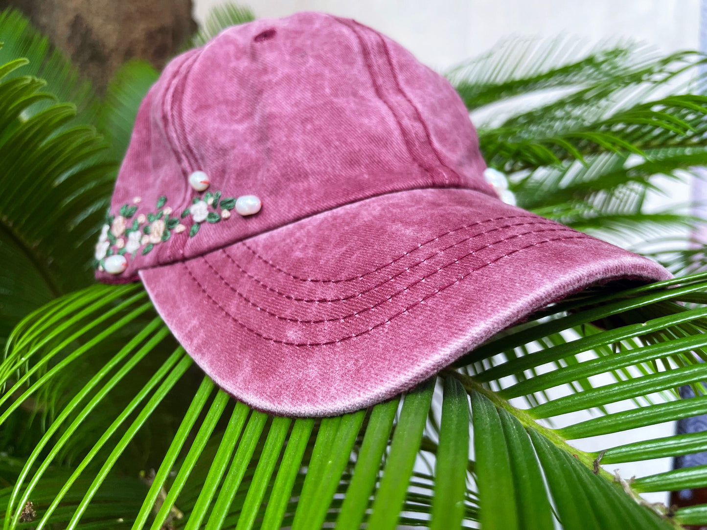 Colored Floral Embroidered Cap, Custom Embroidery Hat, Embroidery Hat, Embroidered Woman Cap, Unique Cap