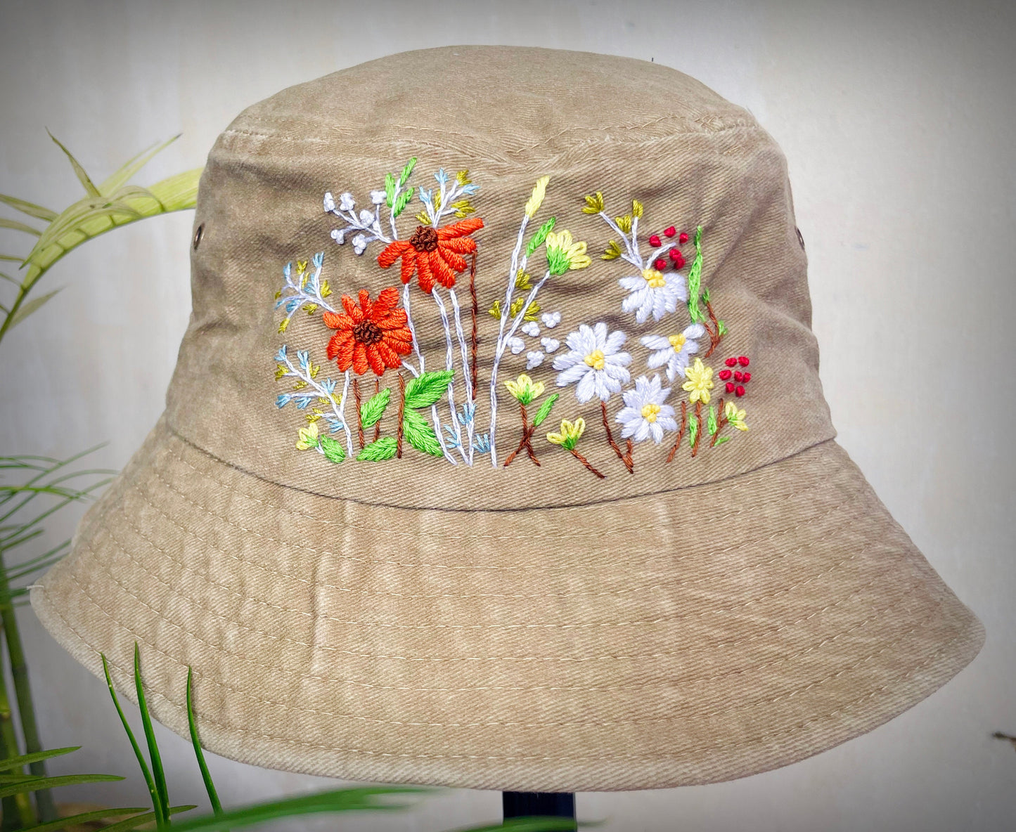 Floral Embroidery Bucket Hat, Yellow bucket hat, Gifts for her, Women hat, Bestfriend gifts, Gift for mom