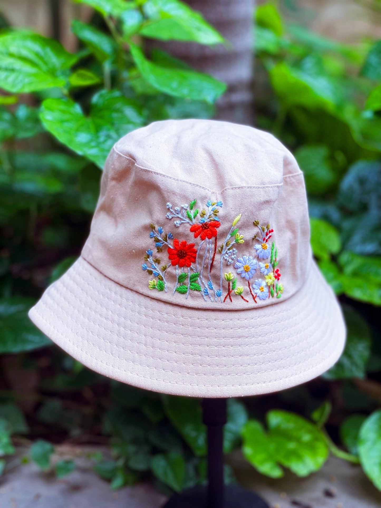 Floral Embroidery Bucket Hat, Yellow bucket hat, Gifts for her, Women hat, Bestfriend gifts, Gift for mom