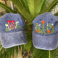 Texas wild flowers cap,Floral Embroidered Cap, Custom Embroidery Hat,Embroidery Woman Cap, Personalize gifts, Gifts for Her, Gift for Mom.