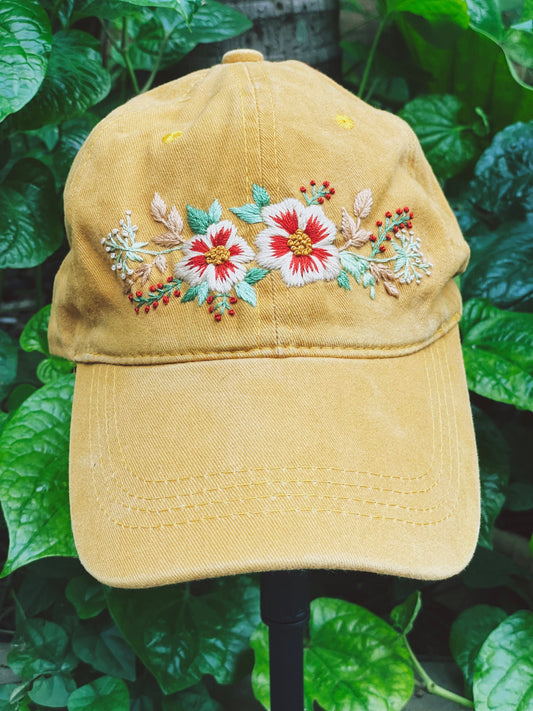 Floral Embroidered Cap, Custom Embroidery Hat,, Embroider Woman Cap, Personalize gifts, Gifts for Her, Gift for Mom.