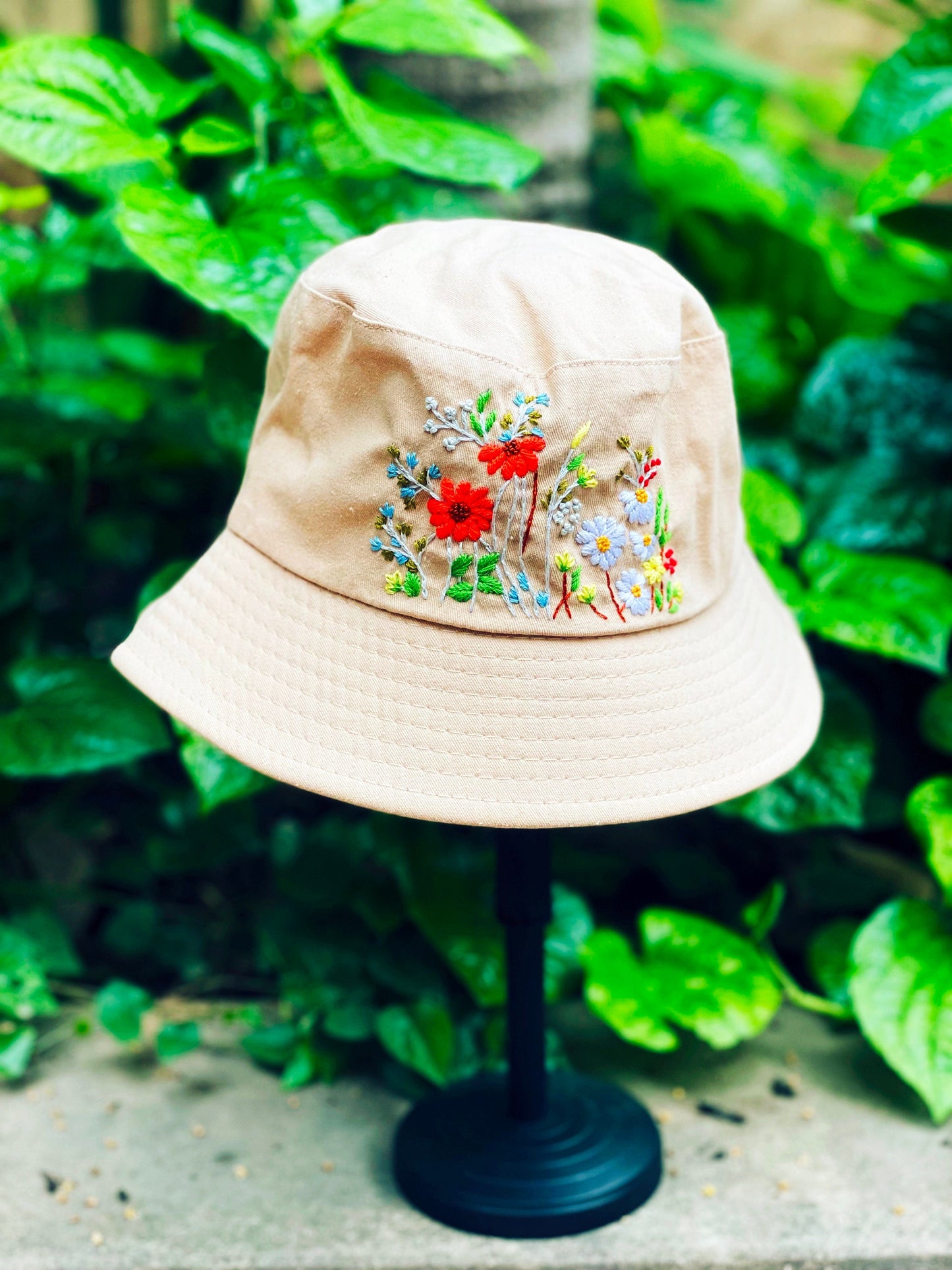 Floral Embroidery Bucket Hat, Yellow bucket hat, Gifts for her, Women hat, Bestfriend gifts, Gift for mom