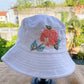 Floral Embroidery bucket hat | White bucket hat | Women hat | Gift for her | Friend gift | Gift for mom