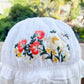 Floral embroidery baby hat | Floral embroidery bonnets | Floral embroidery baby cap | Embroidery cotton baby hat.