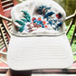 White Floral Embroidered Cap, Custom Embroidery Hat, Embroidery Woman Cap, Personalize gifts, Gifts for Her, Gift for Mom.