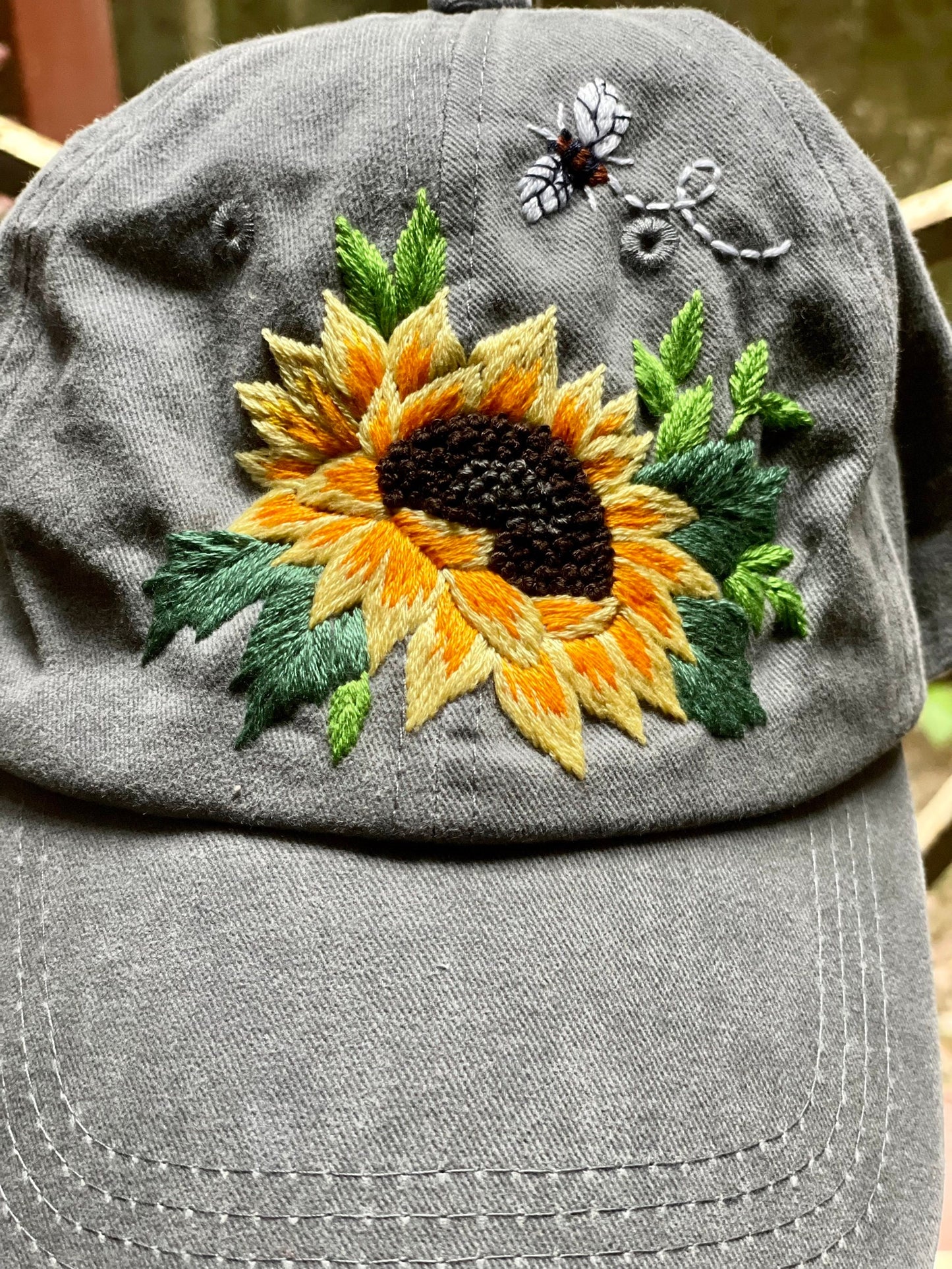 Sunflower Embroidered Cap, Custom Embroidery Hat, Floral Embroidery Woman Cap, Personalized gifts, Gifts for Her, Gift for Mom.