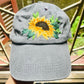 Sunflower Embroidered Cap, Custom Embroidery Hat, Floral Embroidery Woman Cap, Personalized gifts, Gifts for Her, Gift for Mom.