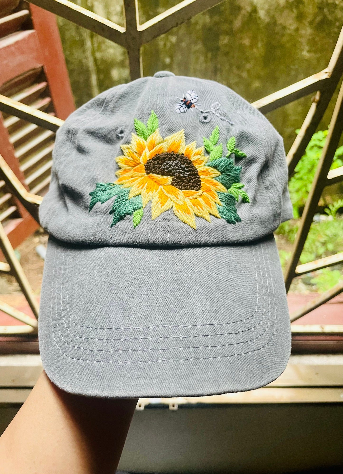 Sunflower Embroidered Cap, Custom Embroidery Hat, Floral Embroidery Woman Cap, Personalized gifts, Gifts for Her, Gift for Mom.