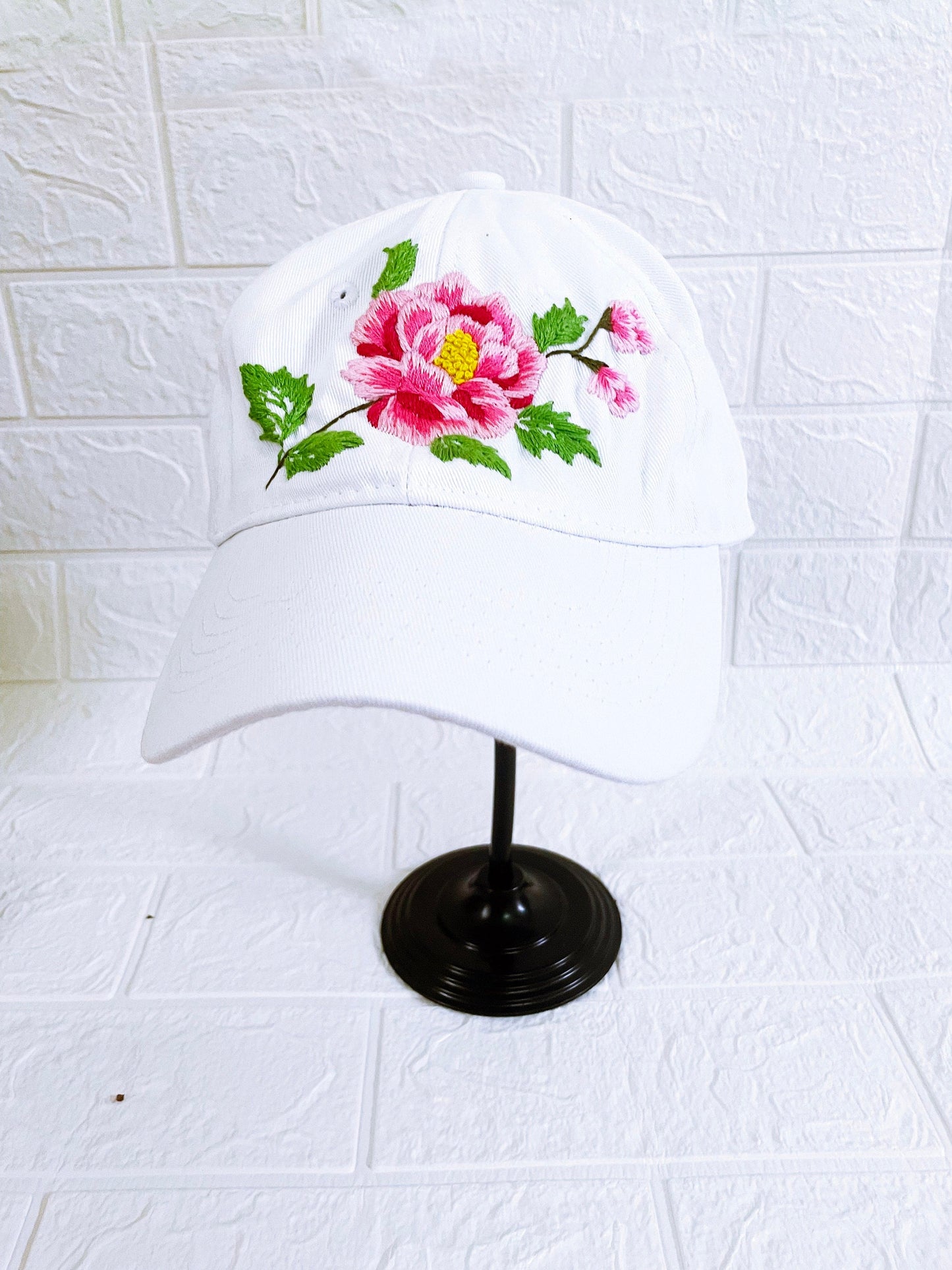 Peony Embroidered Cap, Custom Floral Embroidery Hat, Embroidery Woman Cap, Personalize gifts, Gifts for Her, Gift for Mom.