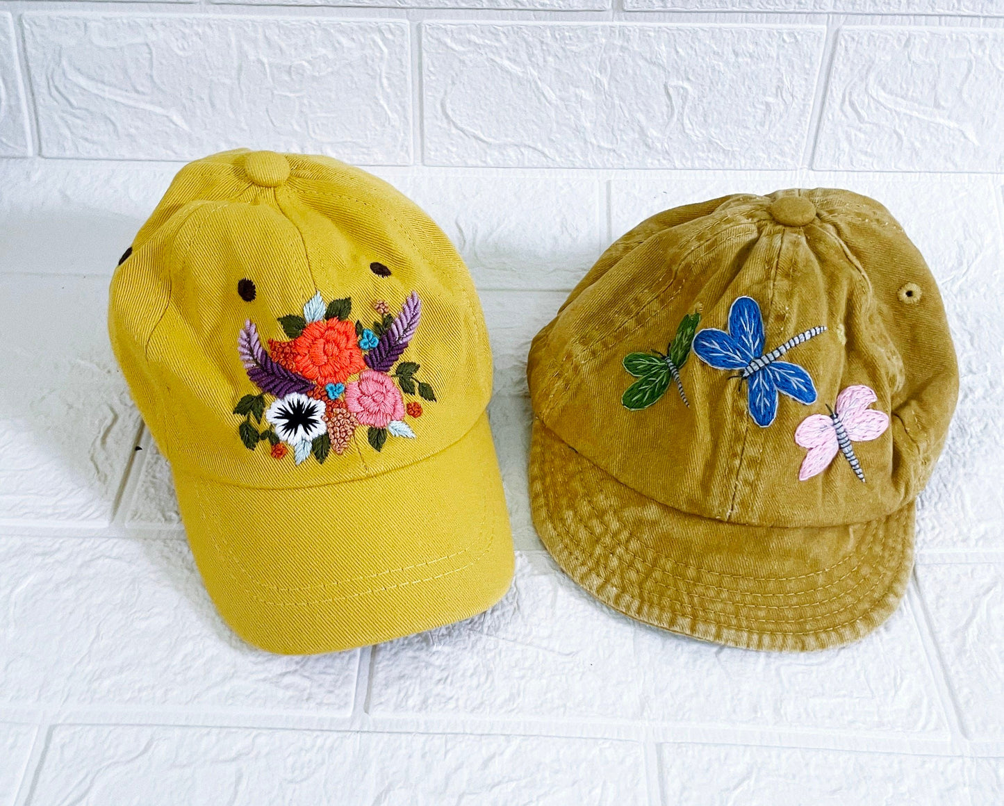 Yellow Embroidered Children Hat, Embroidery toddler hat, Embroidery Baby Cap, Personalize gifts, Unisex Children Hat, Unisex Toddel Fashion