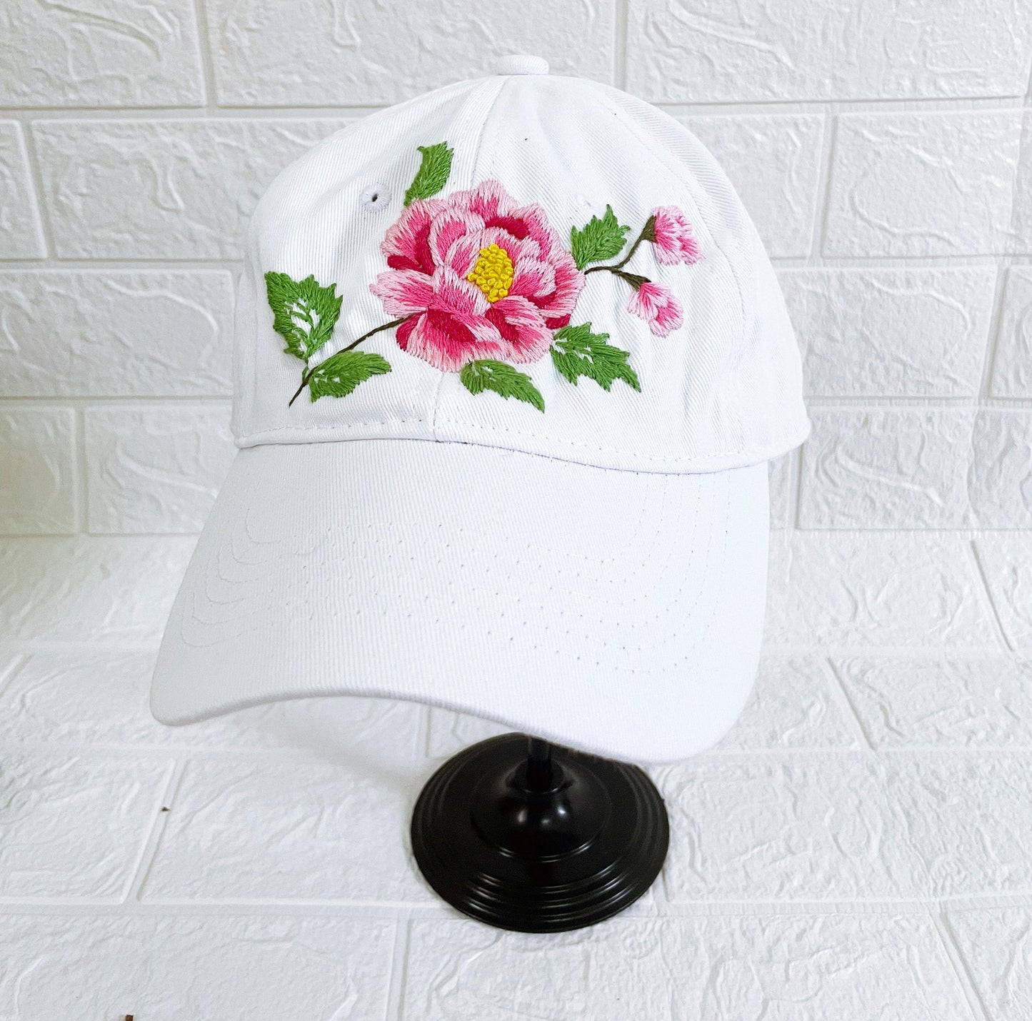 Peony Embroidered Cap, Custom Floral Embroidery Hat, Embroidery Woman Cap, Personalize gifts, Gifts for Her, Gift for Mom.