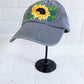 Sunflower Embroidered Cap, Custom Embroidery Hat, Floral Embroidery Woman Cap, Personalized gifts, Gifts for Her, Gift for Mom.