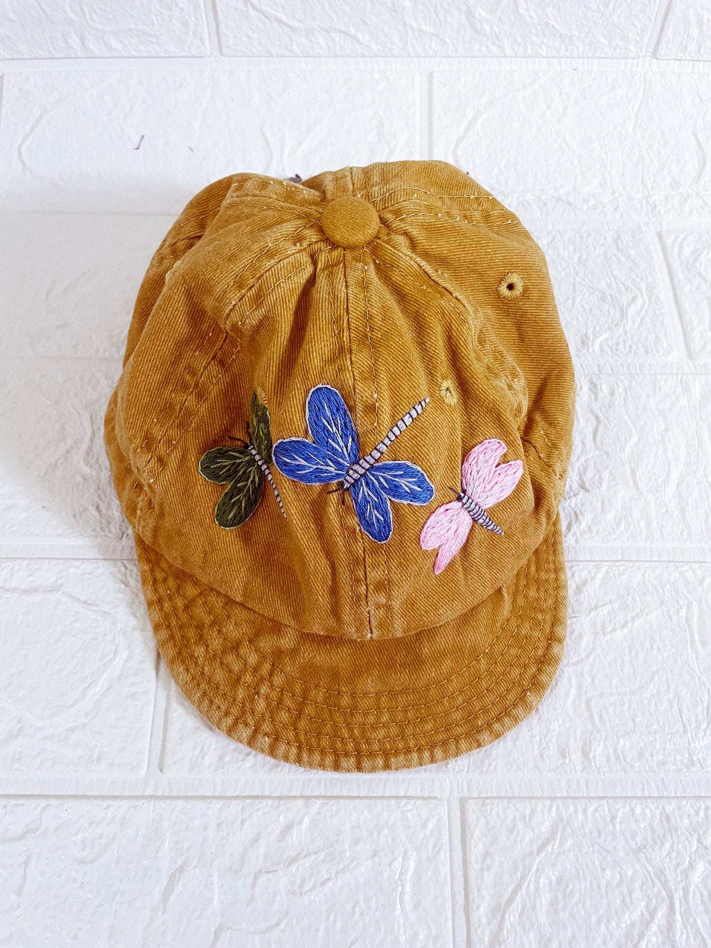 Yellow Embroidered Baby Cap, Custom Embroidery Hat, Embroidery Baby Girl Cap, Personalize gifts