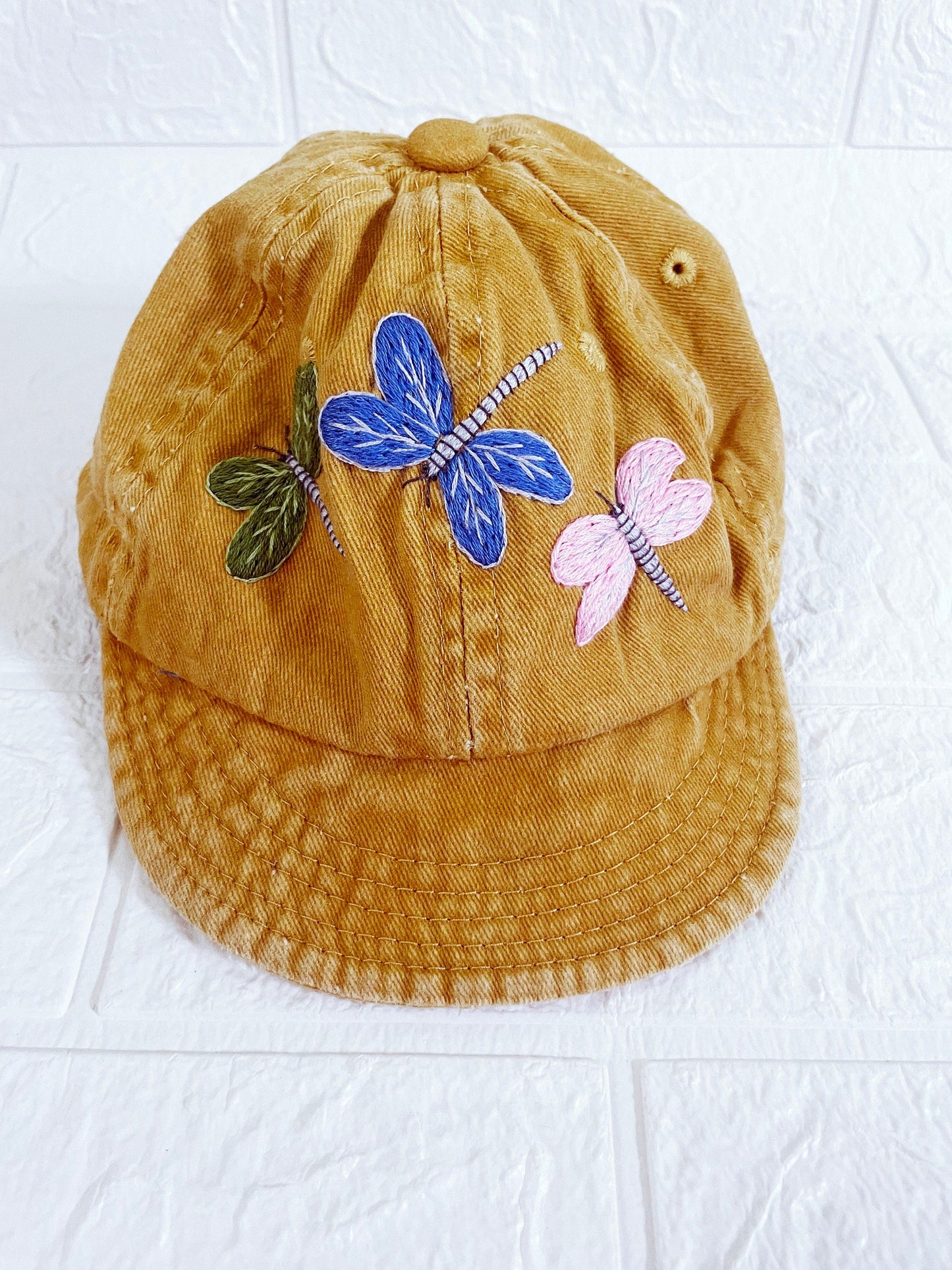 Yellow Embroidered Baby Cap, Custom Embroidery Hat, Embroidery Baby Girl Cap, Personalize gifts