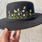 Embroidery Daisies Felt Fedora Hat | Man and Women Fedora Hats, Custom Fedora Hat, Unisex Fedoras, Winter Hats,  Felt Fedora Hats