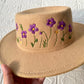 Embroidery Felt Fedora Hat | Man and Women Fedora Hats, Custom Fedora Hat, Tan Beige  Fedoras,  Purple Flowers Embroidery Hat, Winter Hats