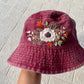 Floral Embroidery bucket hat | Red bucket hat | Women hat | Gift for her | Friend gift | Gift for mom