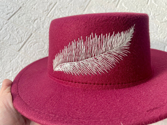 Embroidery Feather Felt Fedora Hat | Man and Women Fedora Hats, Custom Fedora Hat, Unisex Fedoras, Winter Hats,  Felt Fedora Hats