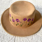 Embroidery Felt Fedora Hat | Man and Women Fedora Hats, Custom Fedora Hat, Tan Beige  Fedoras,  Purple Flowers Embroidery Hat, Winter Hats