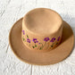 Embroidery Felt Fedora Hat | Man and Women Fedora Hats, Custom Fedora Hat, Tan Beige  Fedoras,  Purple Flowers Embroidery Hat, Winter Hats