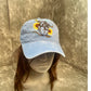 Blue hat, Heart and Sunflower Embroidered Cap, Custom Embroidery Hat, Embroidery Woman Cap, Personalize gifts, Gifts for Her, Gift for Mom.